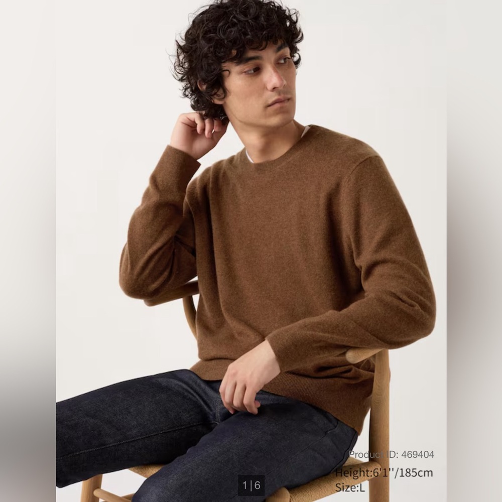 NWT UNIQLO CASHMERE SWEATER - BROWN - LARGE